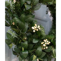 Couronne extérieur de cyprès à baies blanches