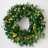 Couronne extérieur de cyprès à baies blanches