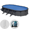 Gre Anthracite Ovale 730x375x132 cm - Piscine hors-sol en acier