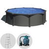Gre Anthracite Ronde Ø350 x 132 cm - Piscine hors-sol en acier
